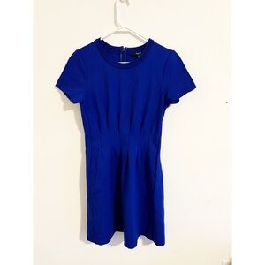 Madewell Royal‎ Blue Fit and Flare Short Sleeve Pleated Dress